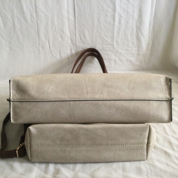 Vegan Tote, Wristlet, Satchel/Crossbody Ivory Bone Set Empire EM Handbag Co. - Picture 4 of 14
